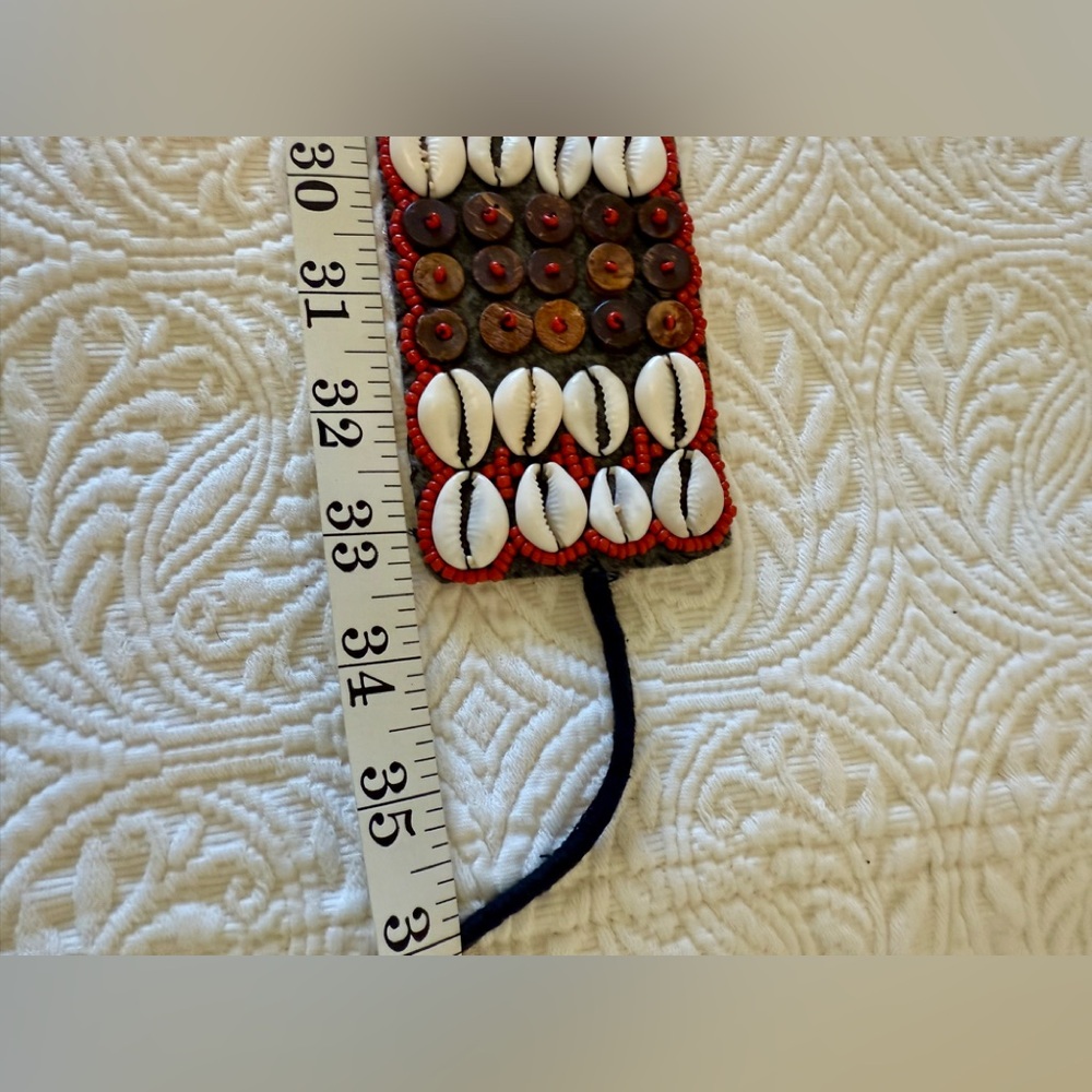 Red and White Handmade Artisan Beaded Belt - Picture 8 of 12